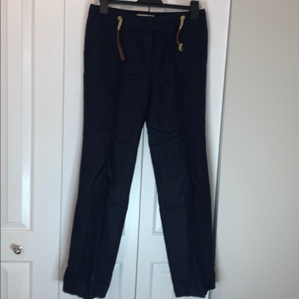 Michael Kors Blue Linen Trousers with Belt